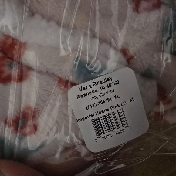 Vera Bradley Plush Cozy Life Hooded Robe Imperial Hearts Pink NWT Sz L-XL - Picture 13 of 13